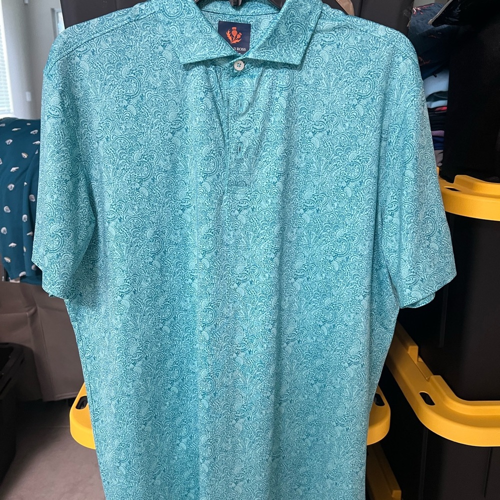 Donald Ross Men's Blue Paisley Polo Shirt
